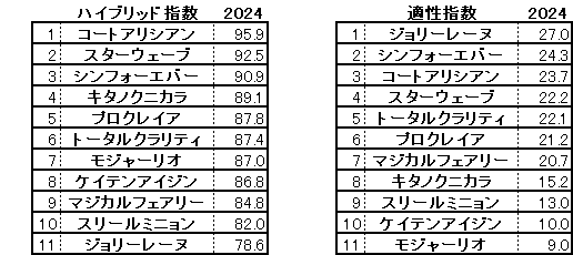 2024　新潟２歳Ｓ　HB指数